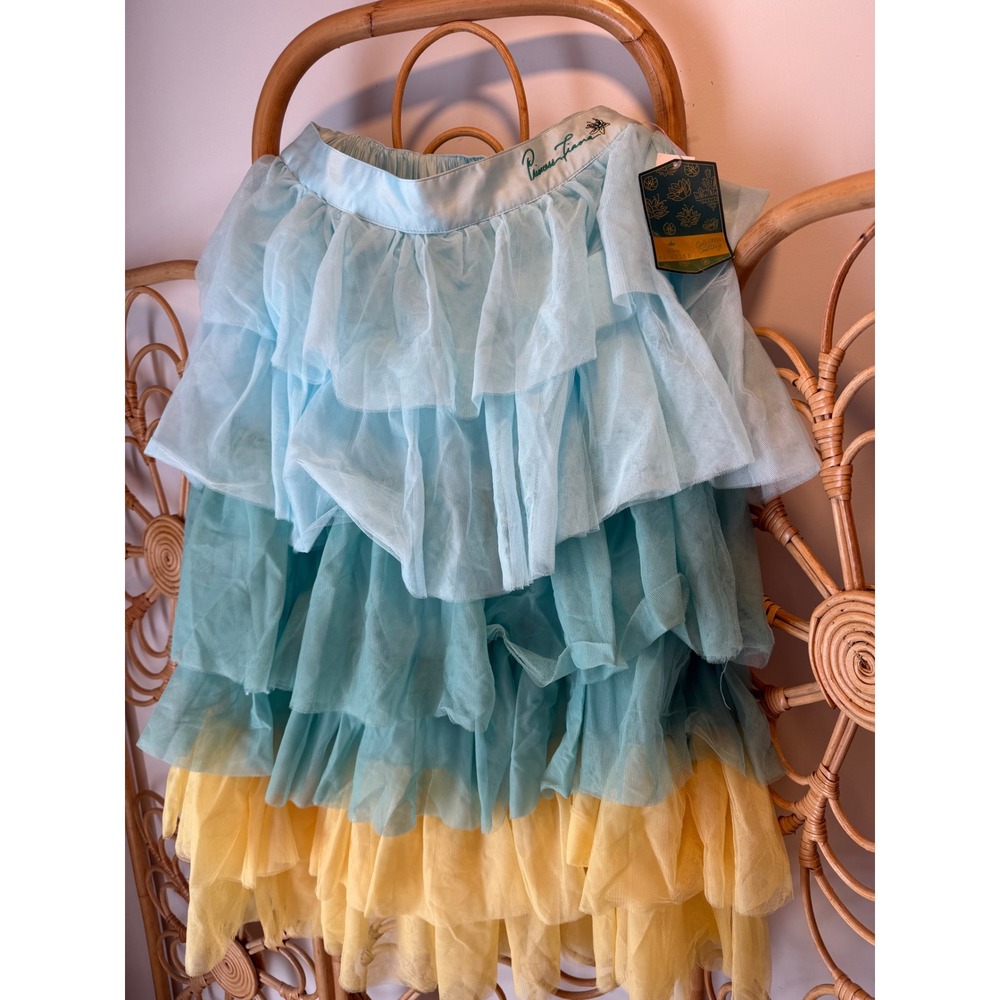 Disney Princess Tiana Color‎ Me Courtney Tiered Tulle Skirt Blue Yellow L NWT